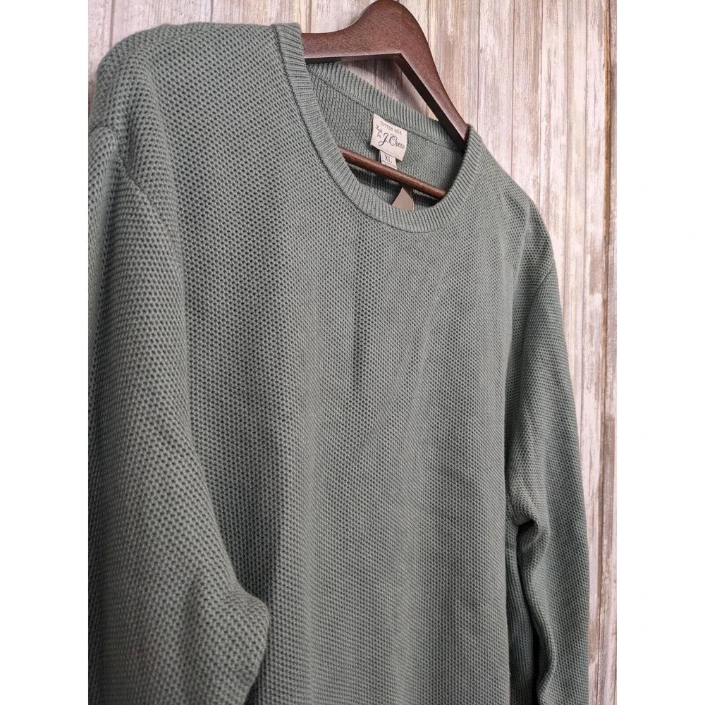 J. Crew Men's Cotton Silk Piqué Knit Sweater Faded Bluegrass Green XL NWT $89